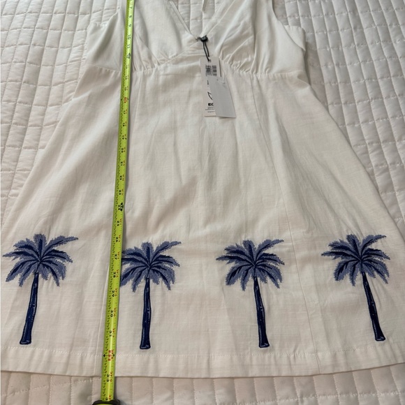 Mink Pink White Backless Dress with Blue Palm Tree Design. New with tags. - Picture 3 of 9